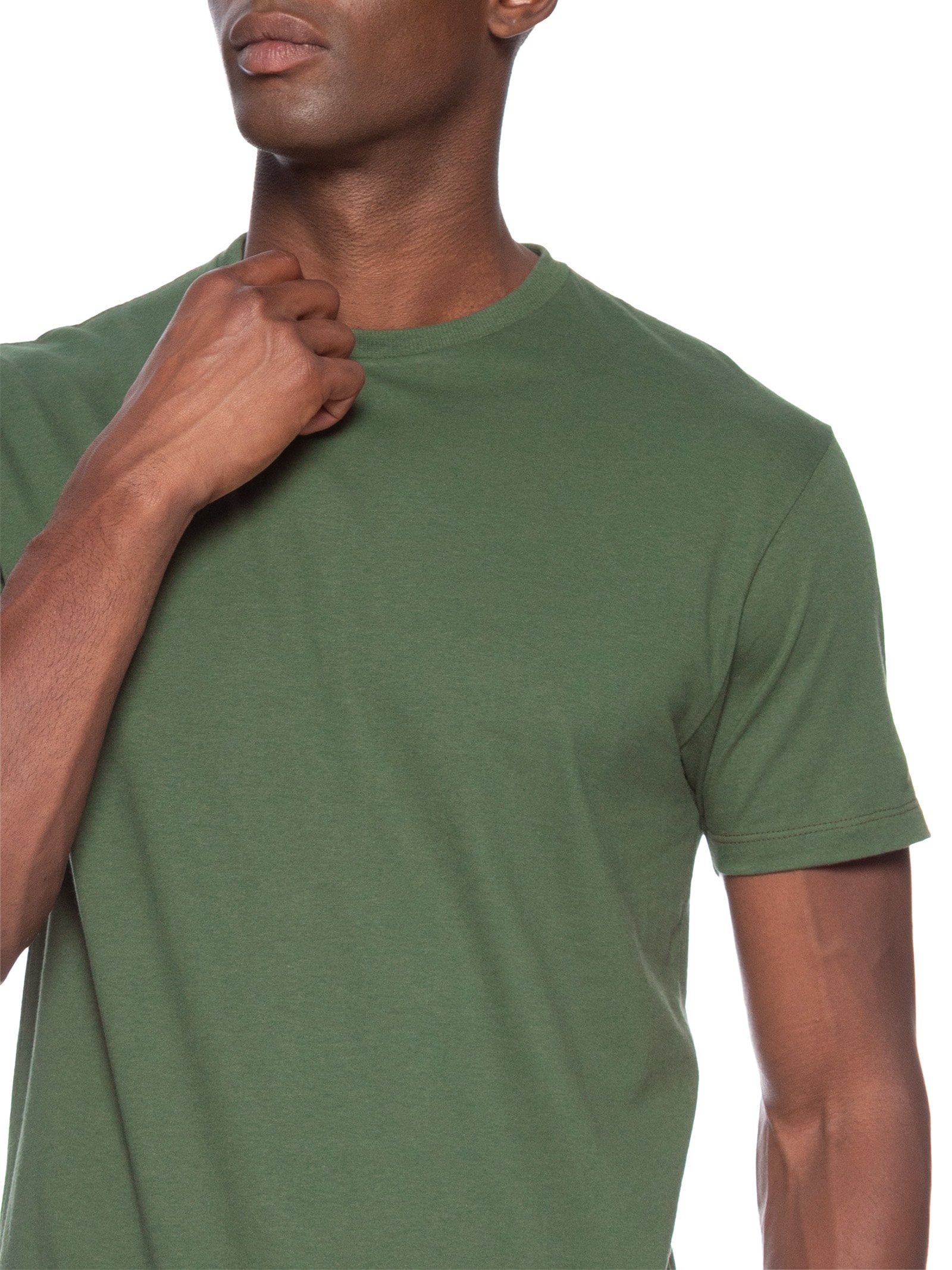 Camiseta Masculina Básica Modelo Slim Verde Basiq Men