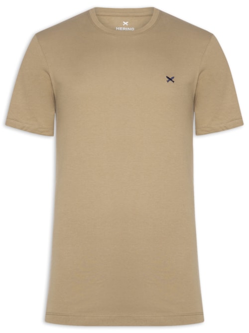 Camiseta Masculina Básica Peixe Bordado – Bege