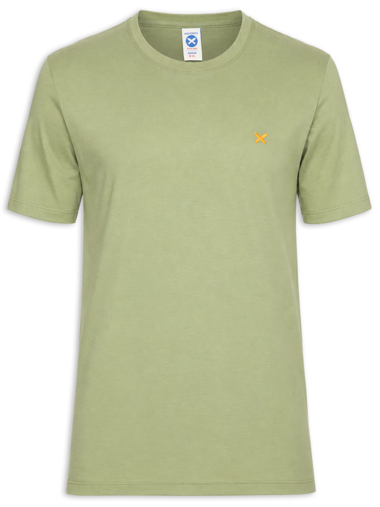 Camiseta Masculina Básica Peixe Bordado Verde Hering