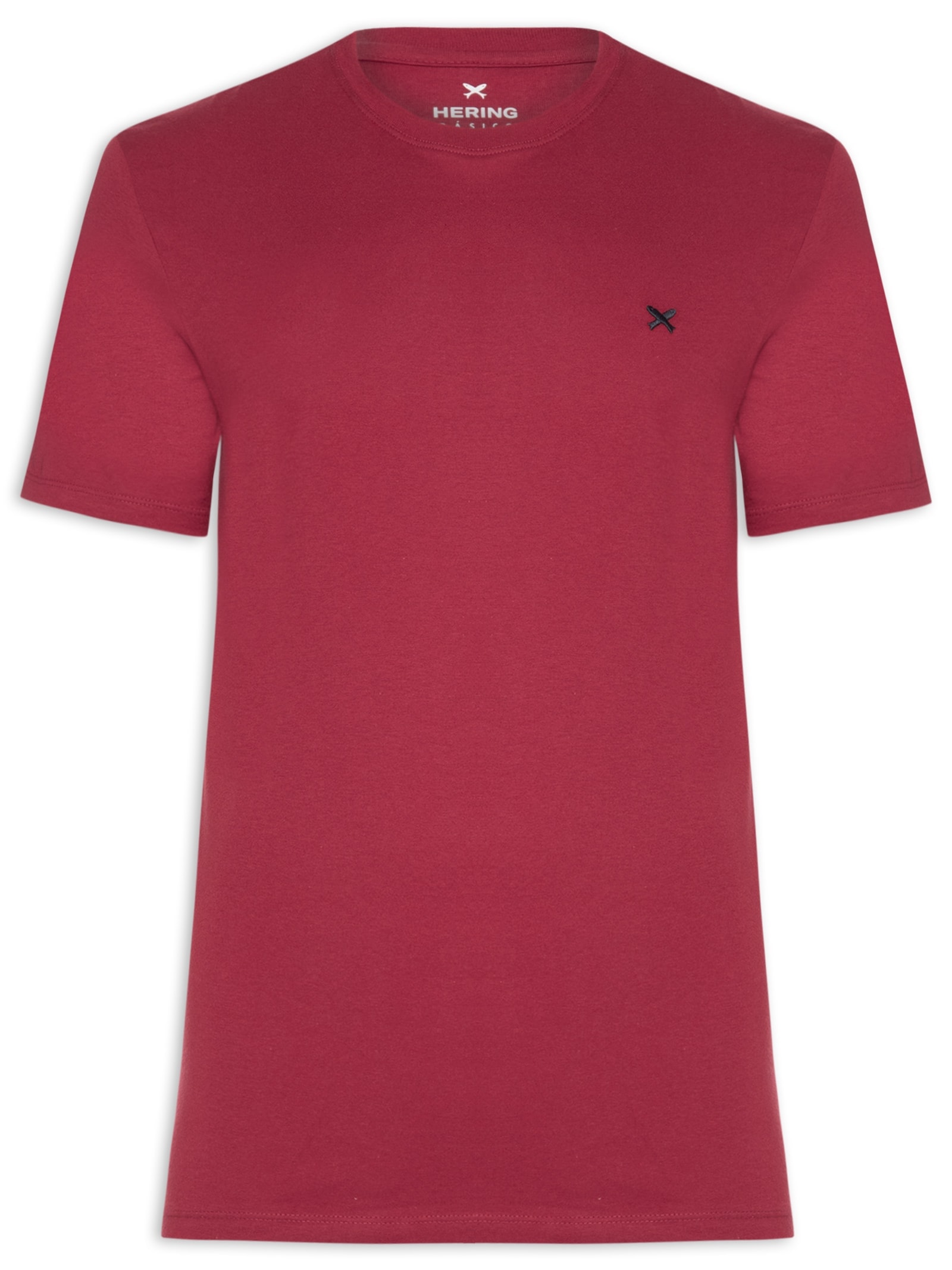 Camiseta Masculina Básica Peixe Bordado Vermelho Hering