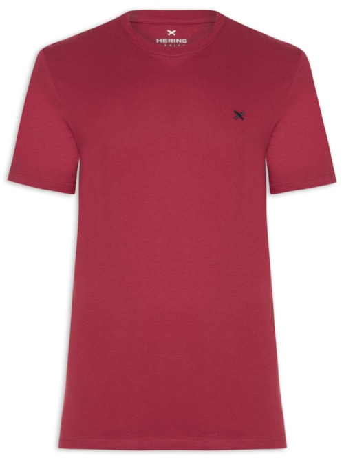 Camiseta Masculina Básica Peixe Bordado – Vermelho