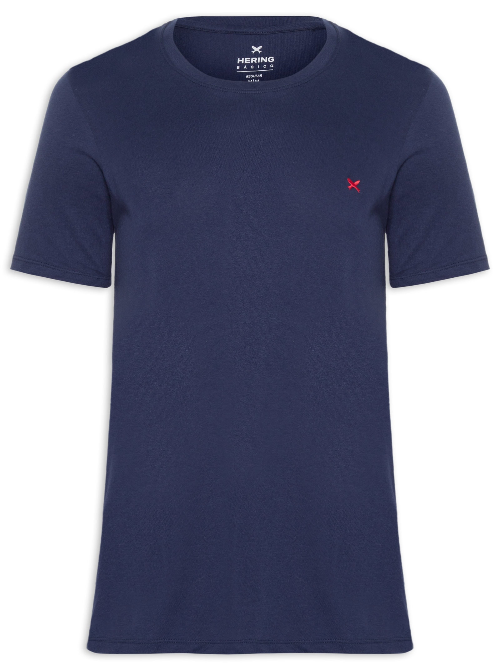 Camiseta Masculina Básica Peixe Bordado World Azul Hering