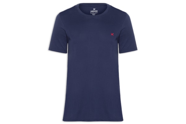 Camiseta Masculina Básica Peixe Bordado World - Azul