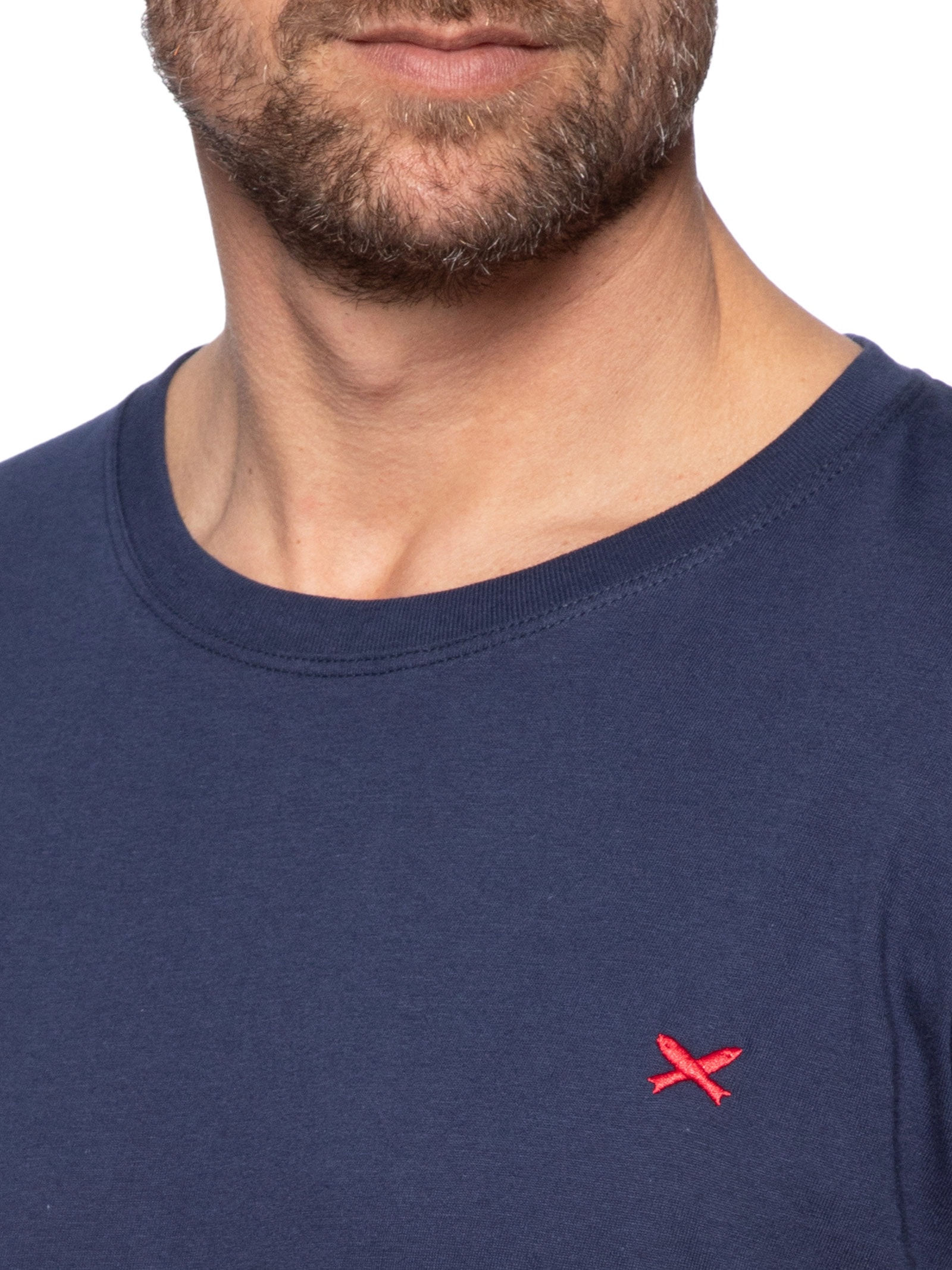 Camiseta Masculina Básica Peixe Bordado World Azul Hering