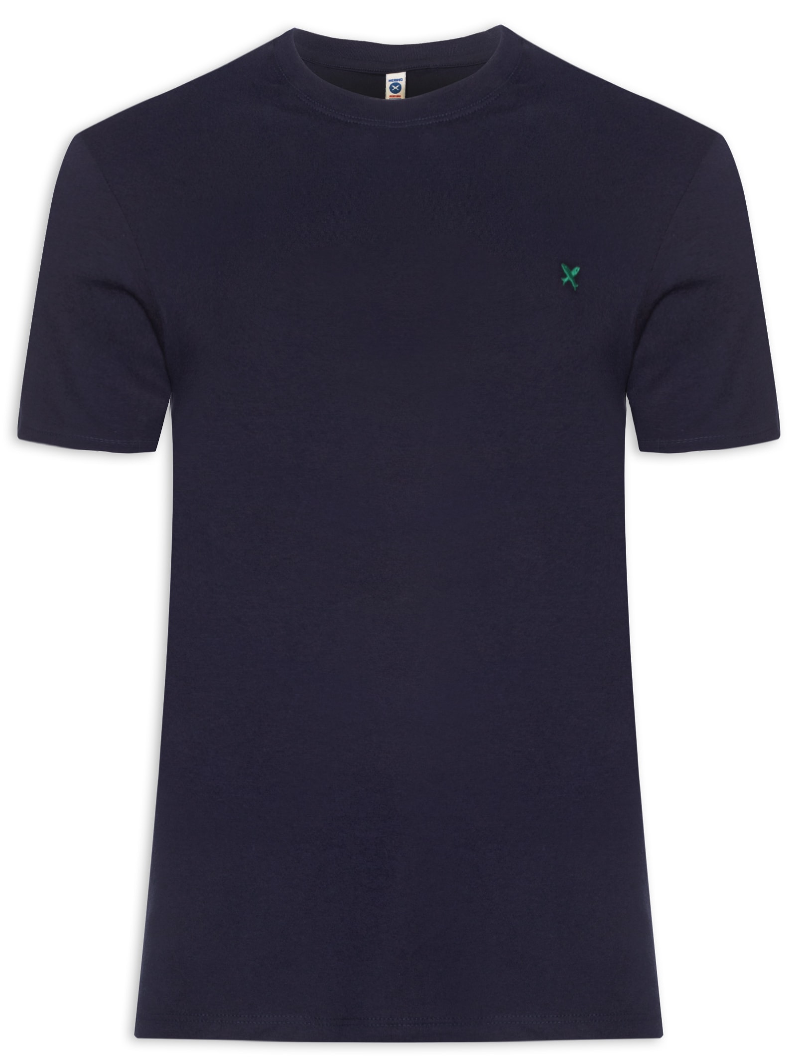 Camiseta Masculina Básica Peixe Bordado World Azul Hering