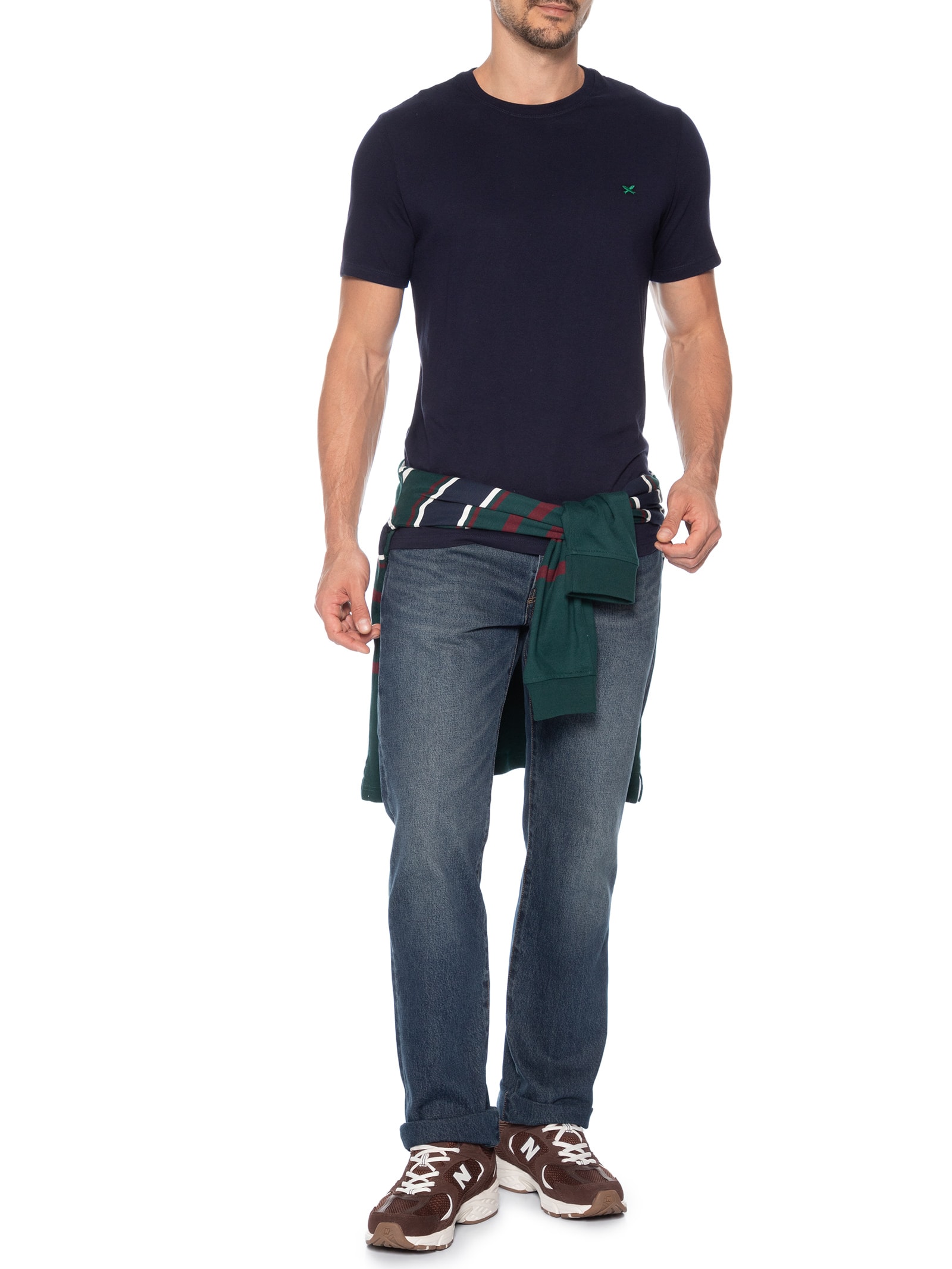 Camiseta Masculina Básica Peixe Bordado World Azul Hering