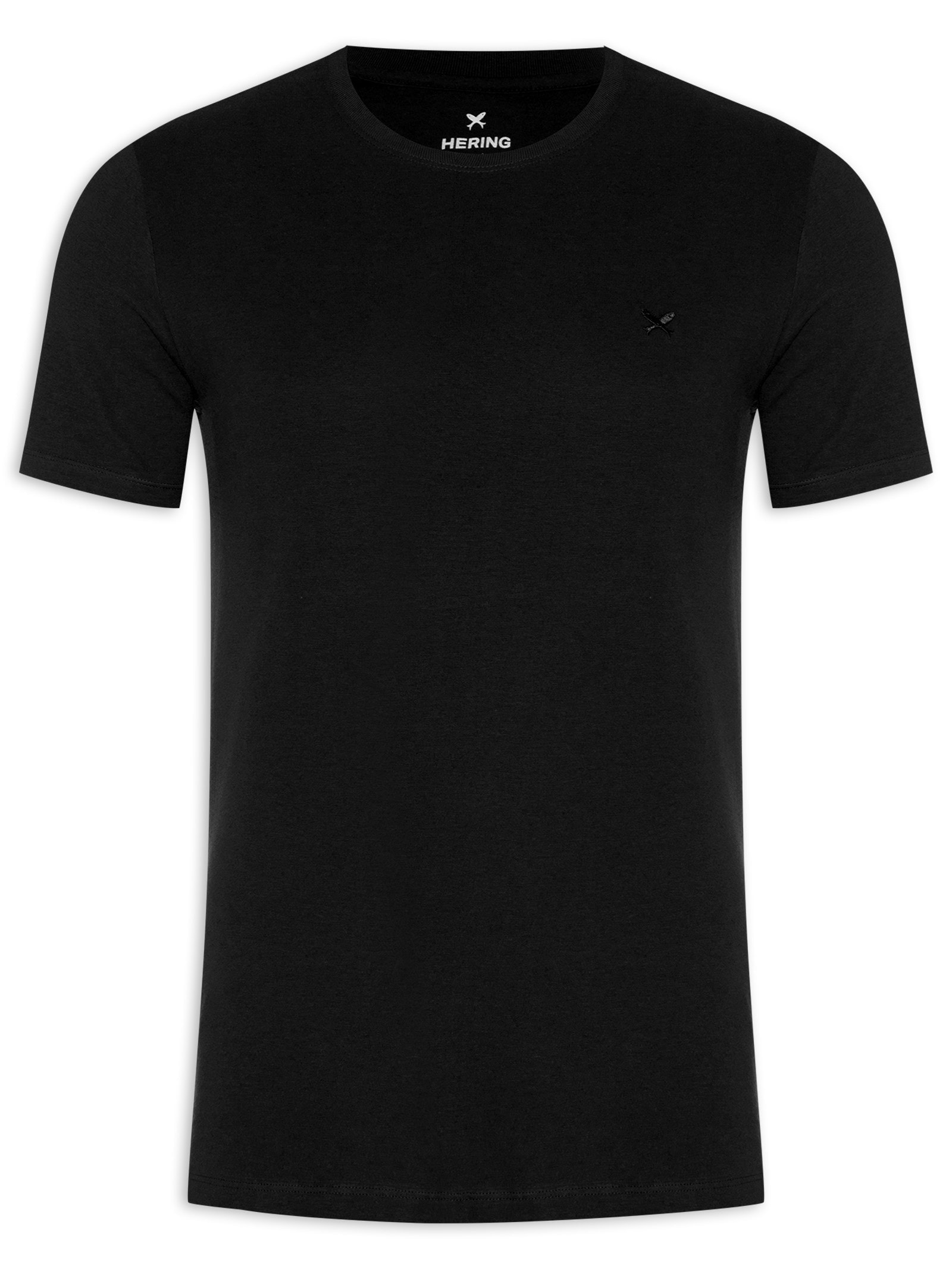 Camiseta Masculina Básica Peixe Bordado World Preto Hering