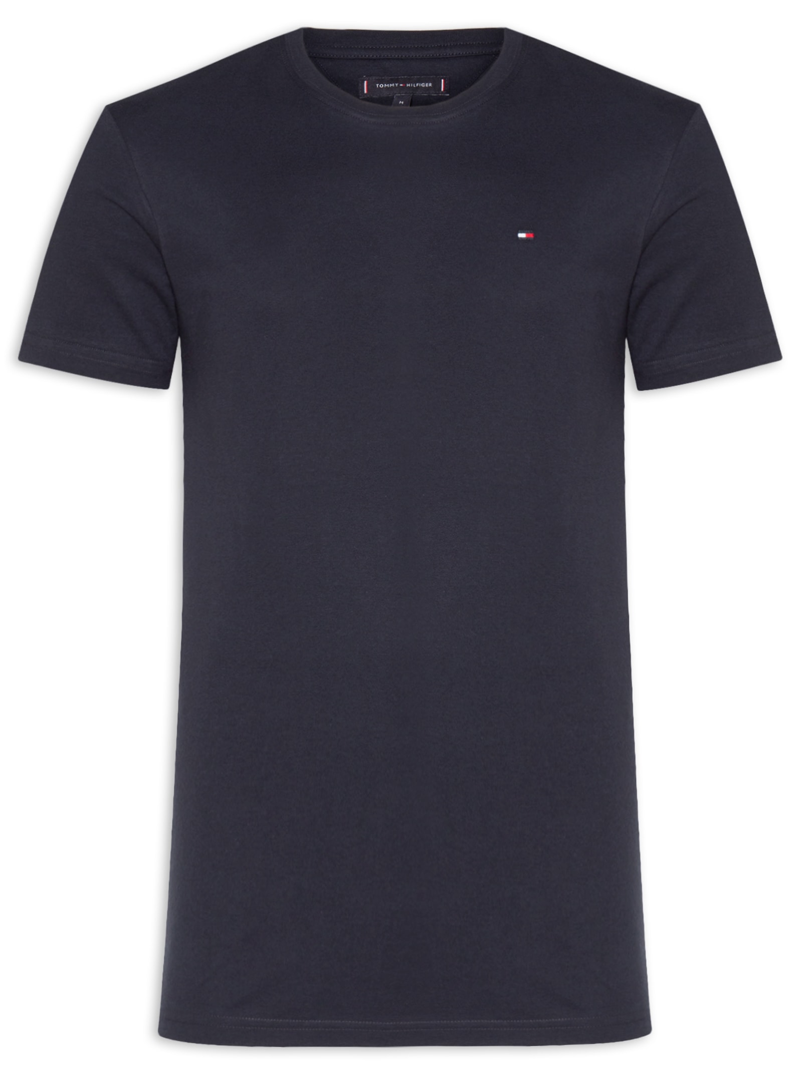 Camiseta Masculina Básica Regular Fit Em Algodão Azul Tommy Hilfiger