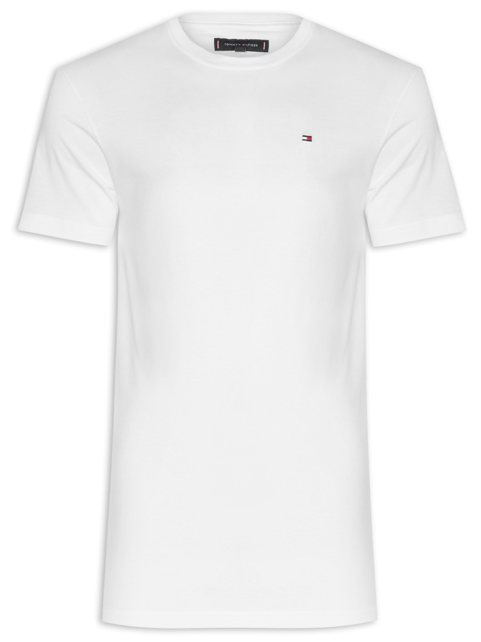 Camiseta Masculina Básica Regular Fit Em Algodão Branco Tommy Hilfiger