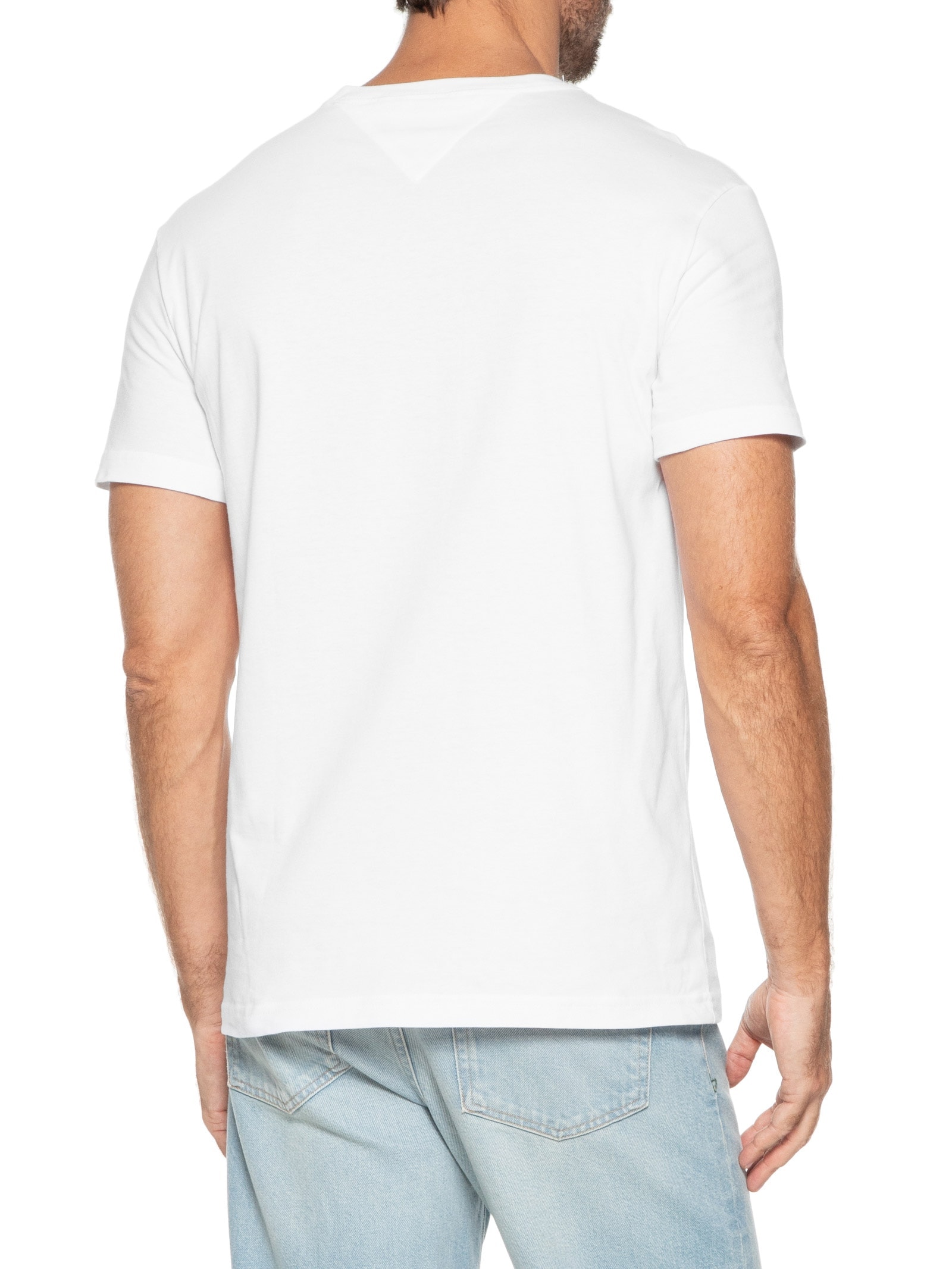 Camiseta Masculina Básica Regular Fit Em Algodão Branco Tommy Hilfiger
