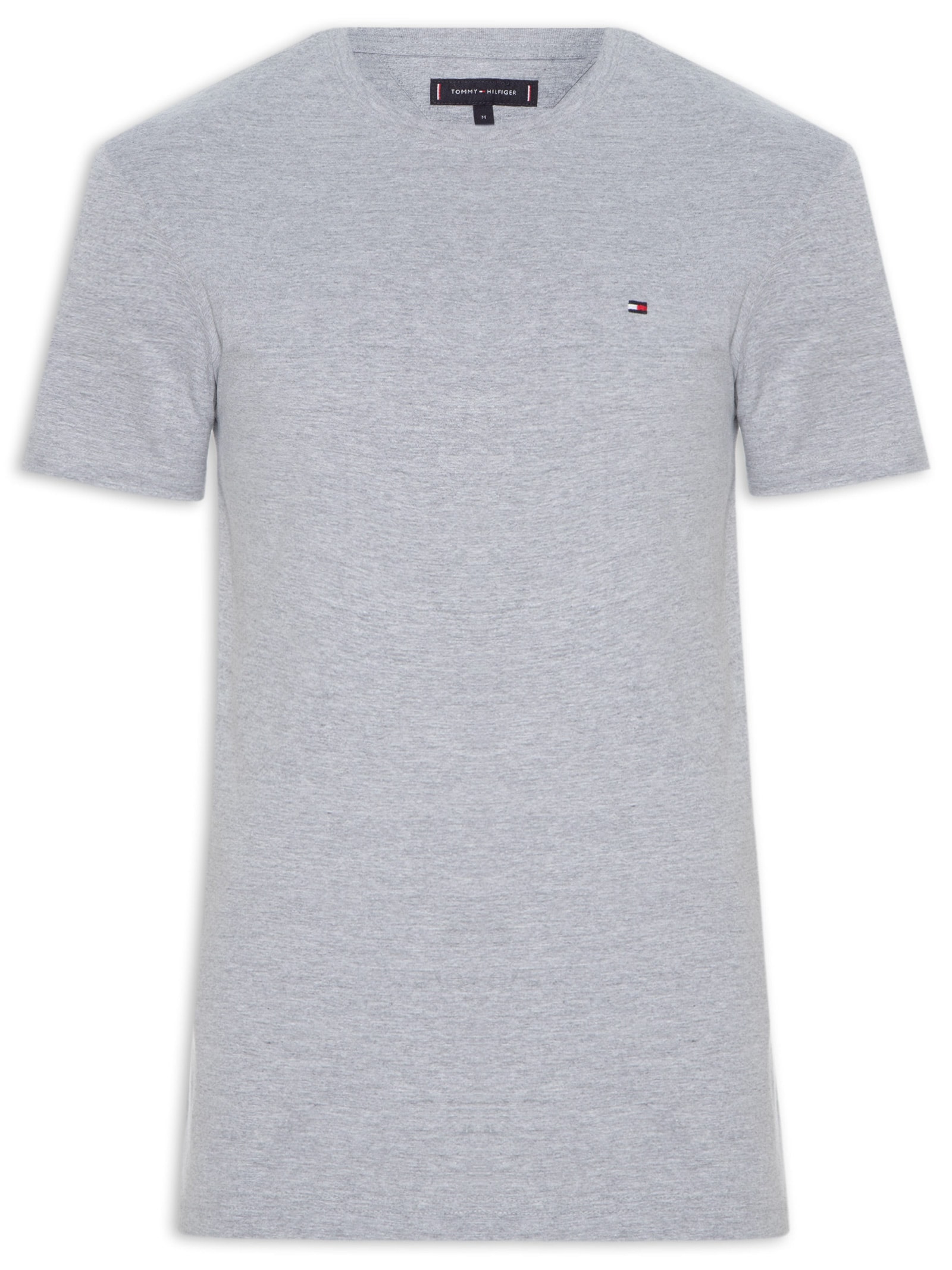 Camiseta Masculina Básica Regular Fit Em Algodão Cinza Tommy Hilfiger