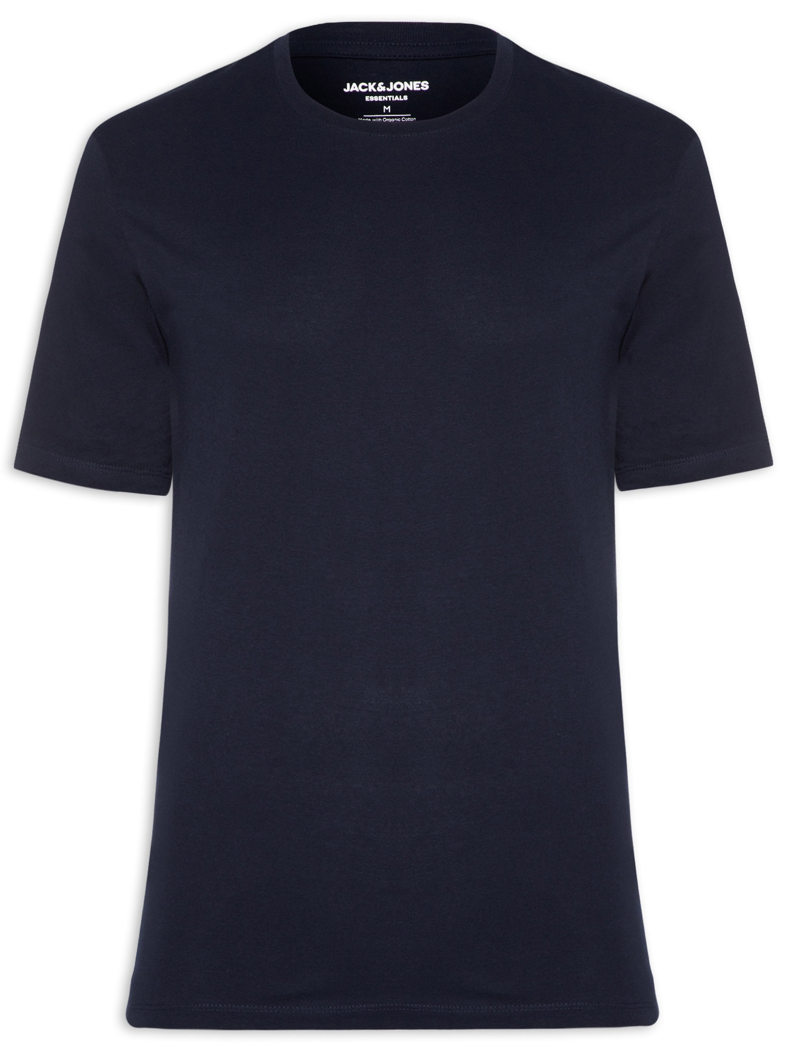 Camiseta Masculina Básica Regular Fit Em Algodão Orgânico Azul Jack & Jones