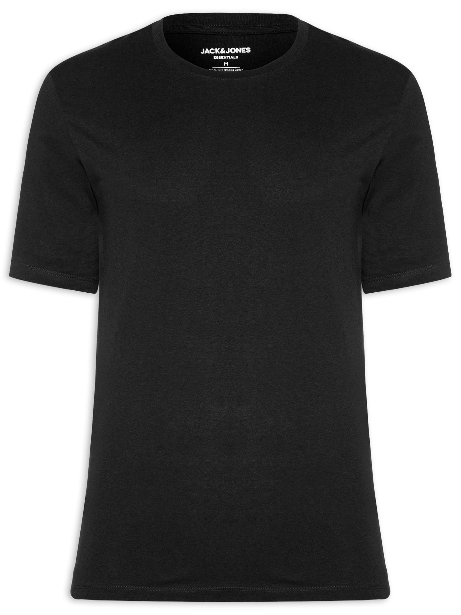 Camiseta Masculina Básica Regular Fit Em Algodão Orgânico Preto Jack & Jones