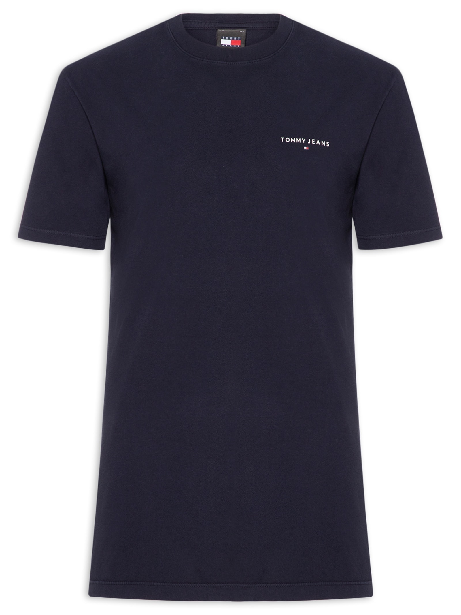 Camiseta Masculina Básica Regular Fit Linear Chest Em Algodão Azul Tommy Jeans