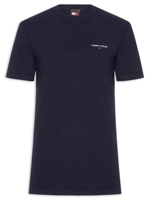 Camiseta Masculina Básica Regular Fit Linear Chest Em Algodão – Azul