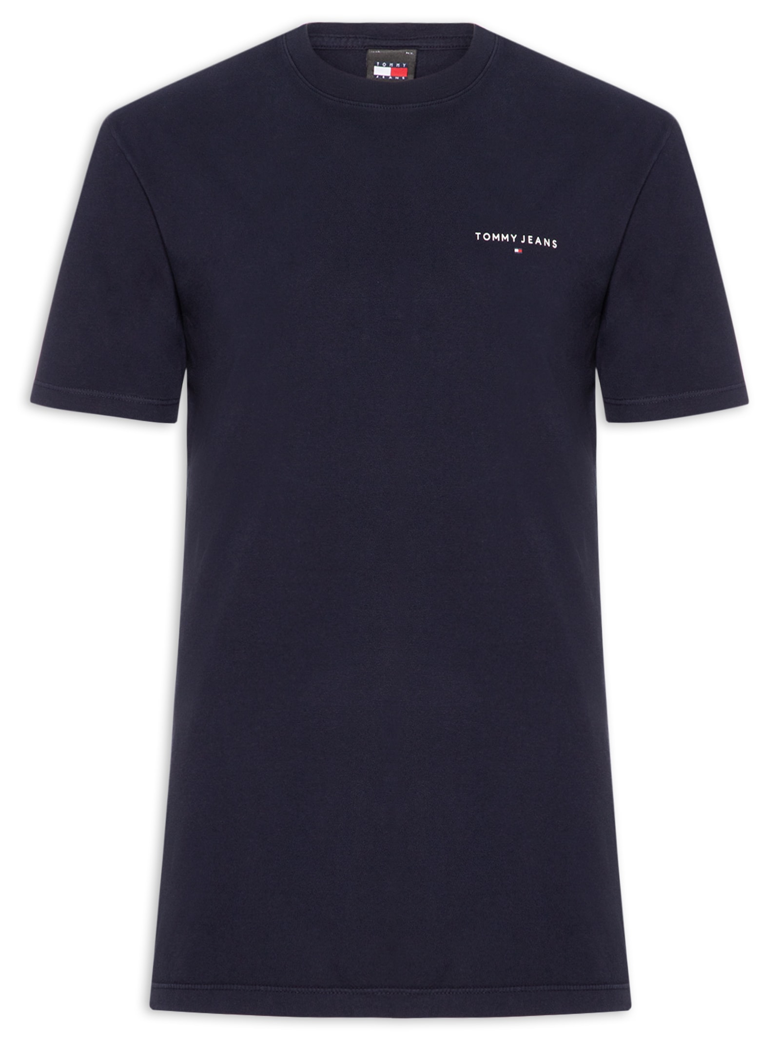 Camiseta Masculina Básica Regular Fit Linear Chest Em Algodão Azul Tommy Jeans
