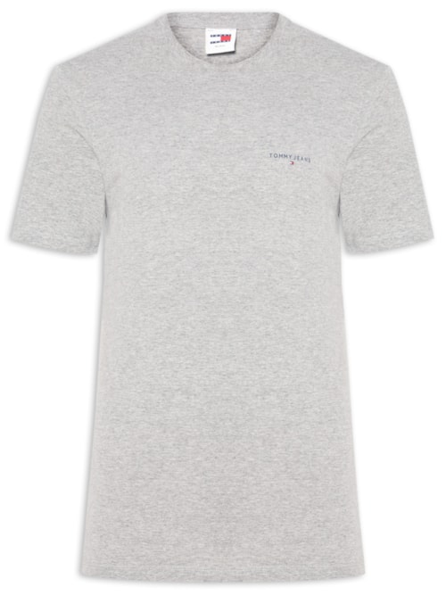 Camiseta Masculina Básica Regular Fit Linear Chest Em Algodão – Cinza