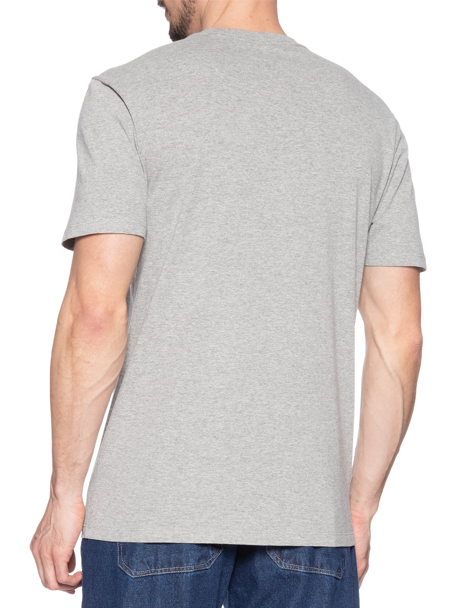 Camiseta Masculina Básica Regular Fit Linear Chest Em Algodão Cinza Tommy Jeans