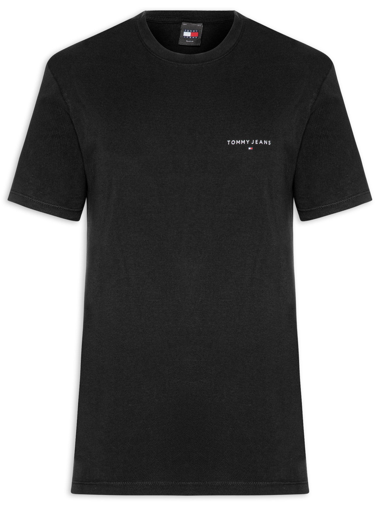 Camiseta Masculina Básica Regular Fit Linear Chest Preto Tommy Jeans