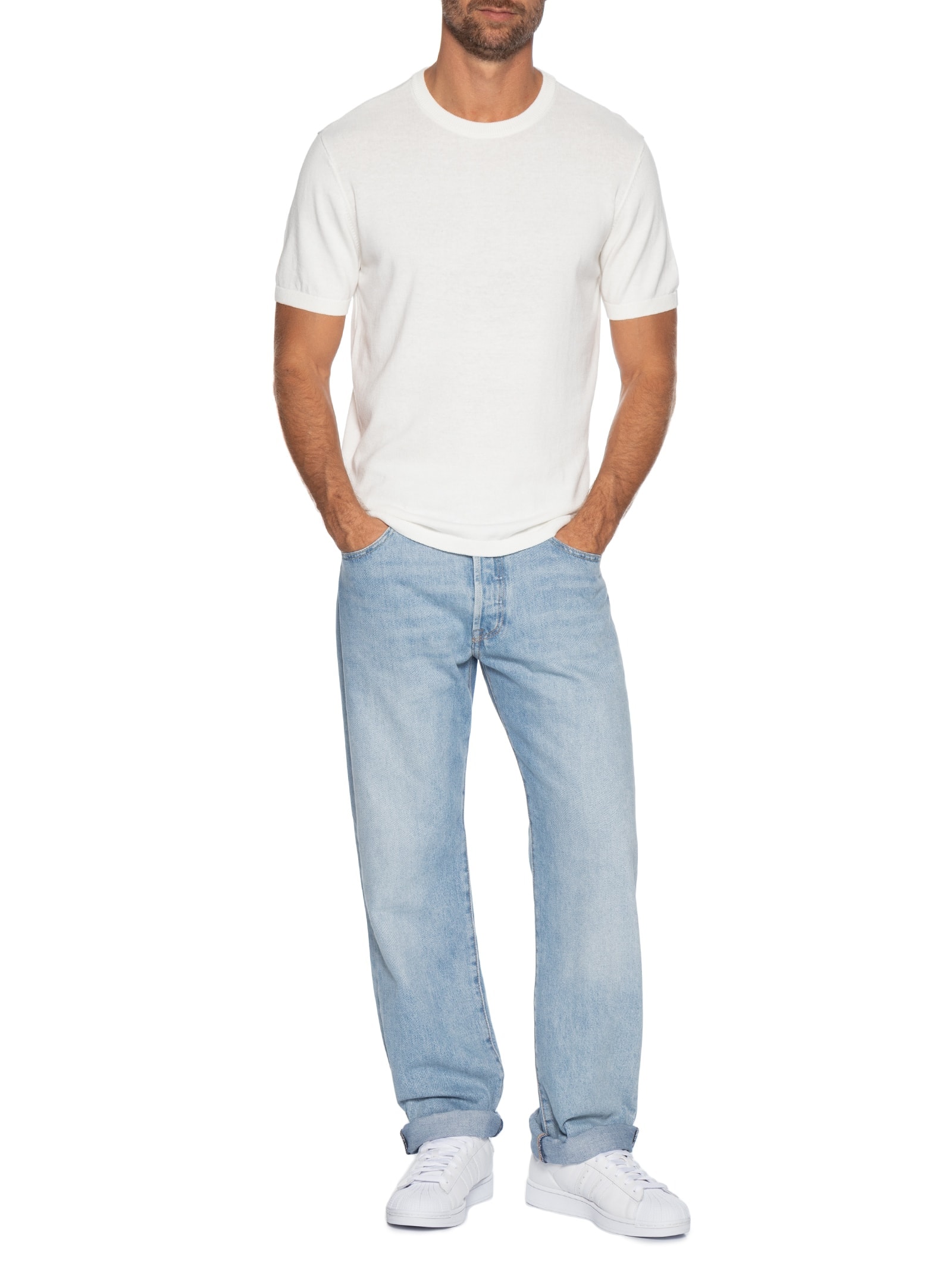 Camiseta Masculina Básica Regular Fit  Off White Hering