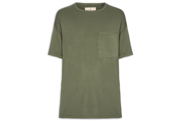 Camiseta Masculina Básica Relaxed Fit Com Bolso - Verde