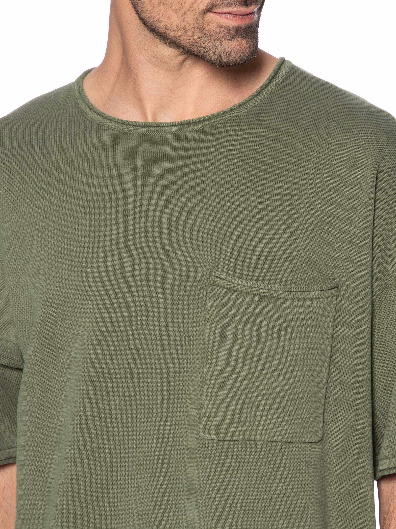 Camiseta Masculina Básica Relaxed Fit Com Bolso Verde Jack & Jones