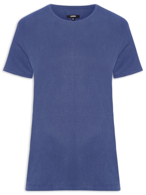 Camiseta Masculina Básica Slim Canelado Gola Careca – Azul