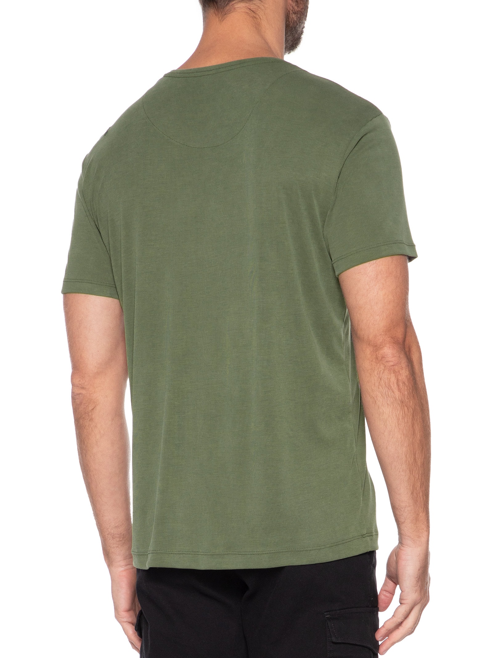 Camiseta Masculina Básica Slim Canelado Gola Careca Verde Sergio K