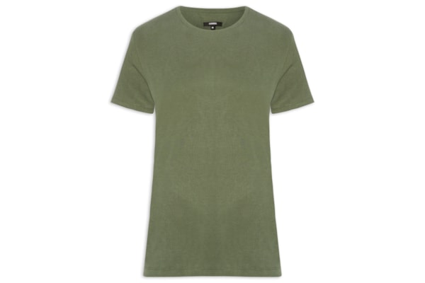 Camiseta Masculina Básica Slim Canelado Gola Careca - Verde