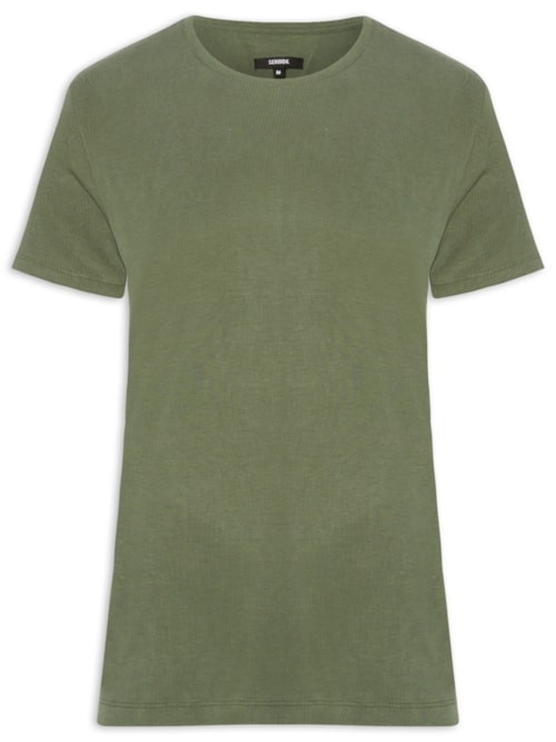 Camiseta Masculina Básica Slim Canelado Gola Careca – Verde