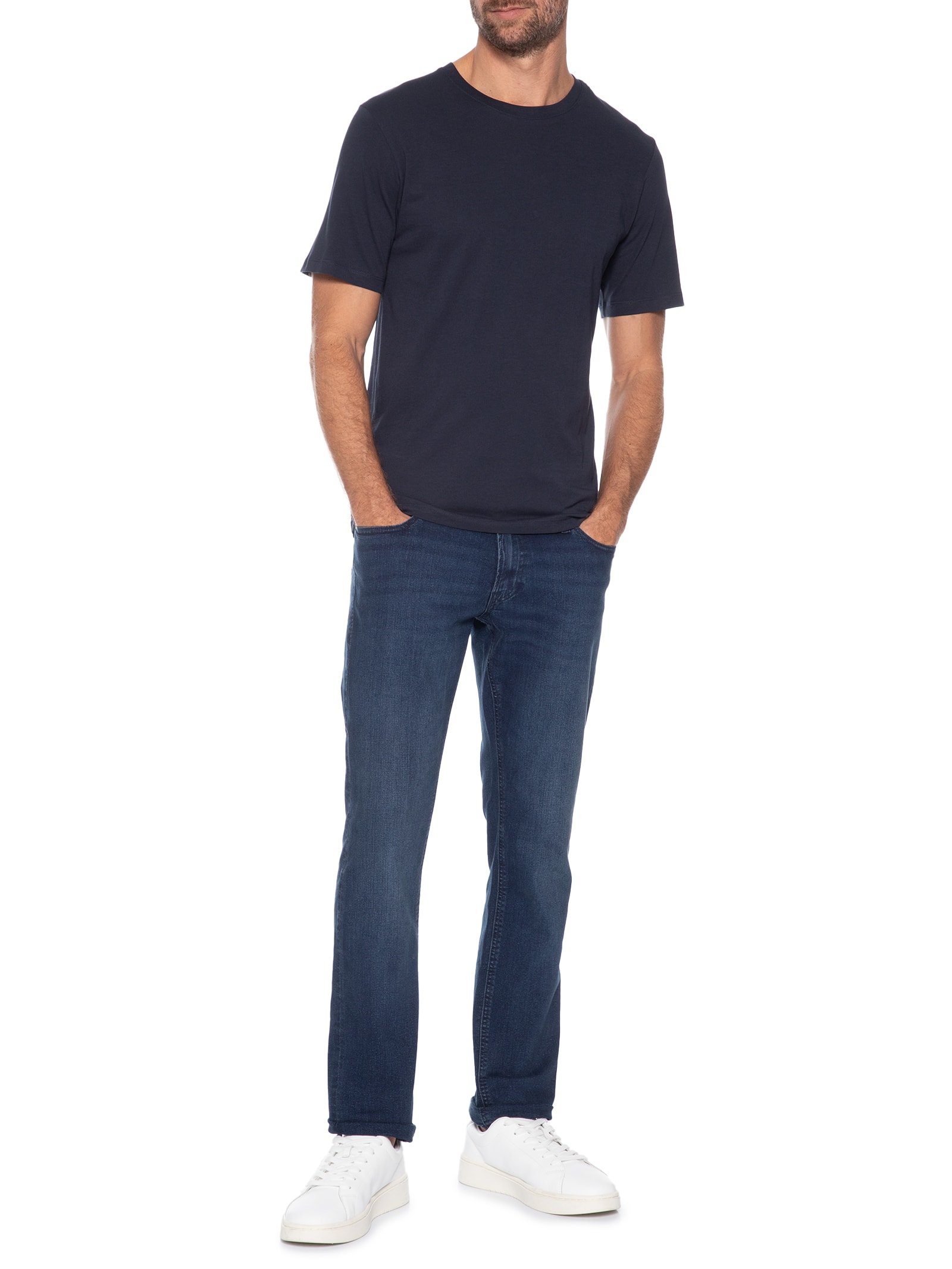 Camiseta Masculina Básica Slim Fit Algodão Orgânico Azul Jack & Jones
