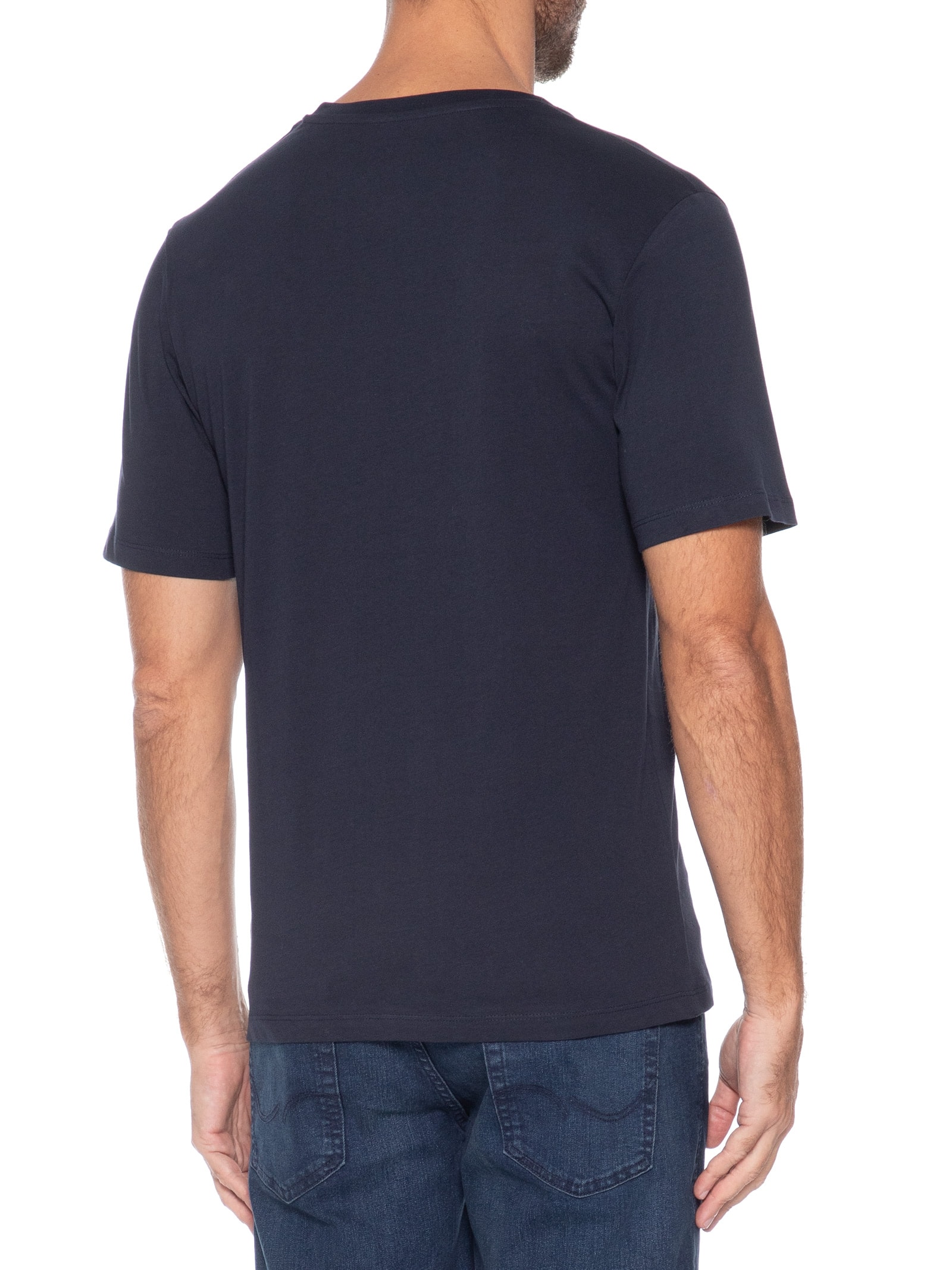 Camiseta Masculina Básica Slim Fit Algodão Orgânico Azul Jack & Jones