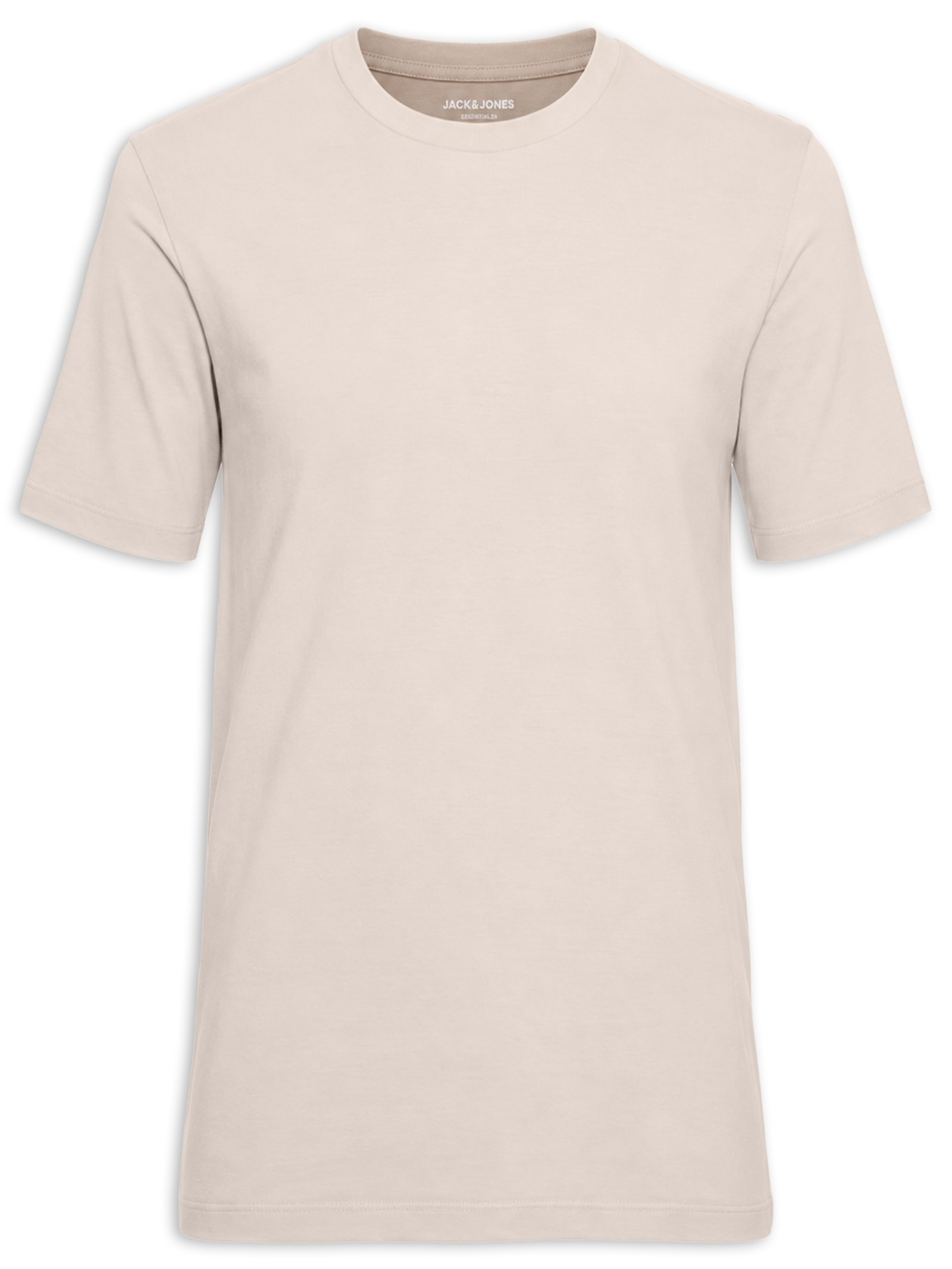 Camiseta Masculina Básica Slim Fit Algodão Orgânico Bege Jack & Jones