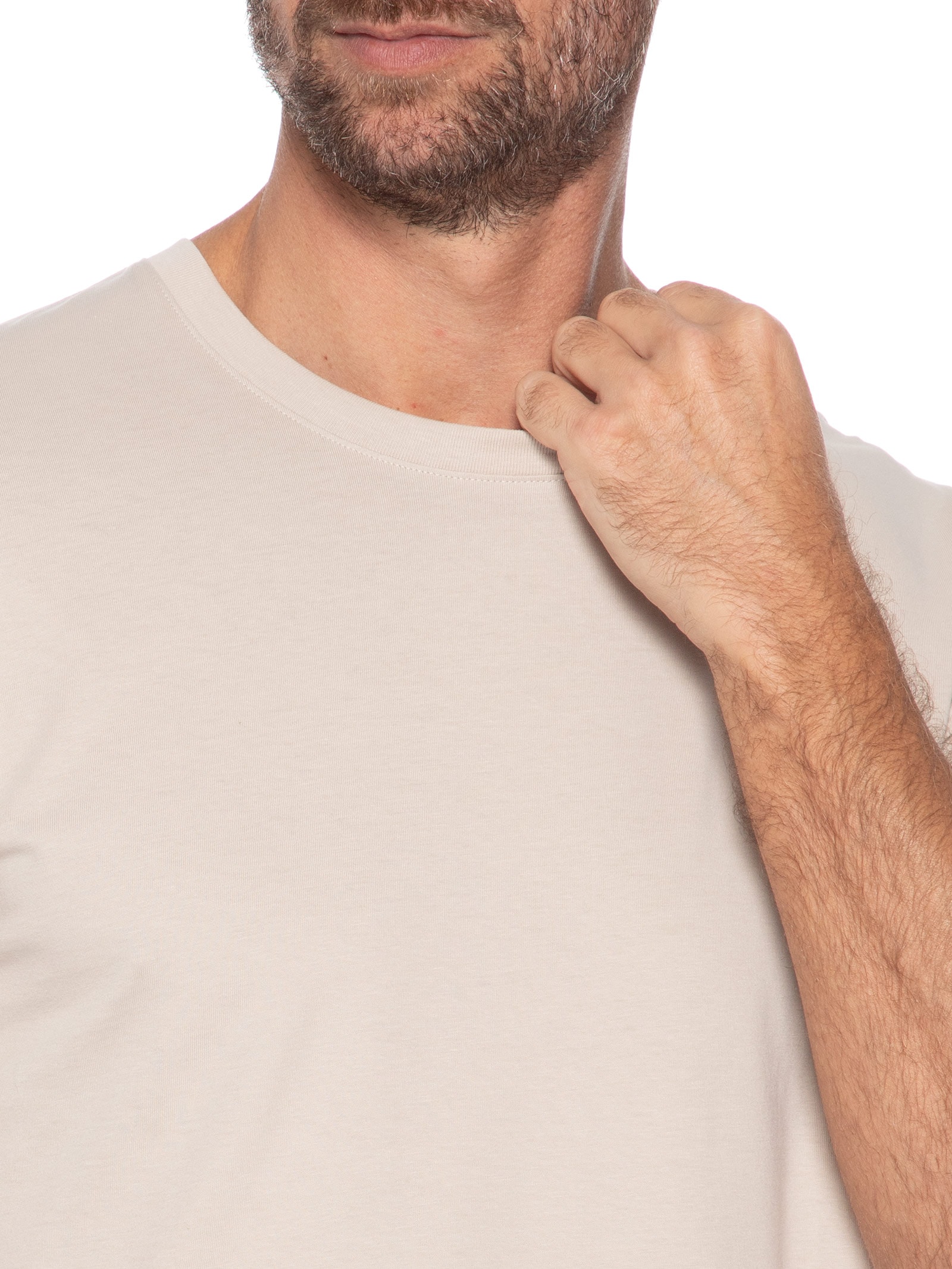 Camiseta Masculina Básica Slim Fit Algodão Orgânico Bege Jack & Jones