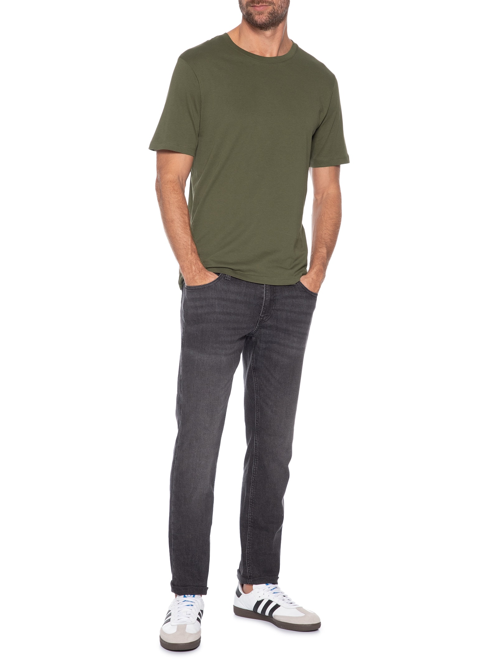 Camiseta Masculina Básica Slim Fit Algodão Orgânico Verde Jack & Jones