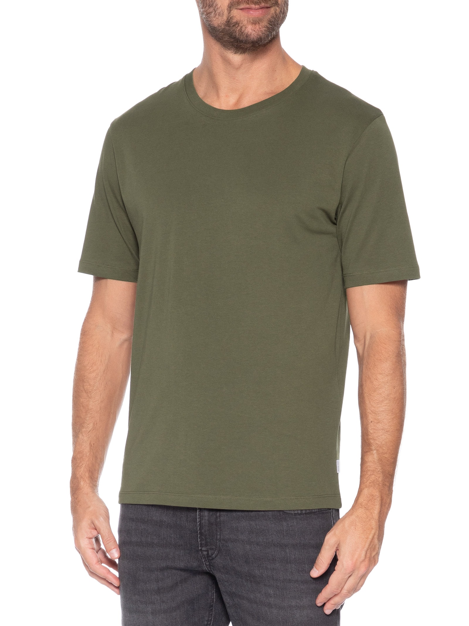 Camiseta Masculina Básica Slim Fit Algodão Orgânico Verde Jack & Jones
