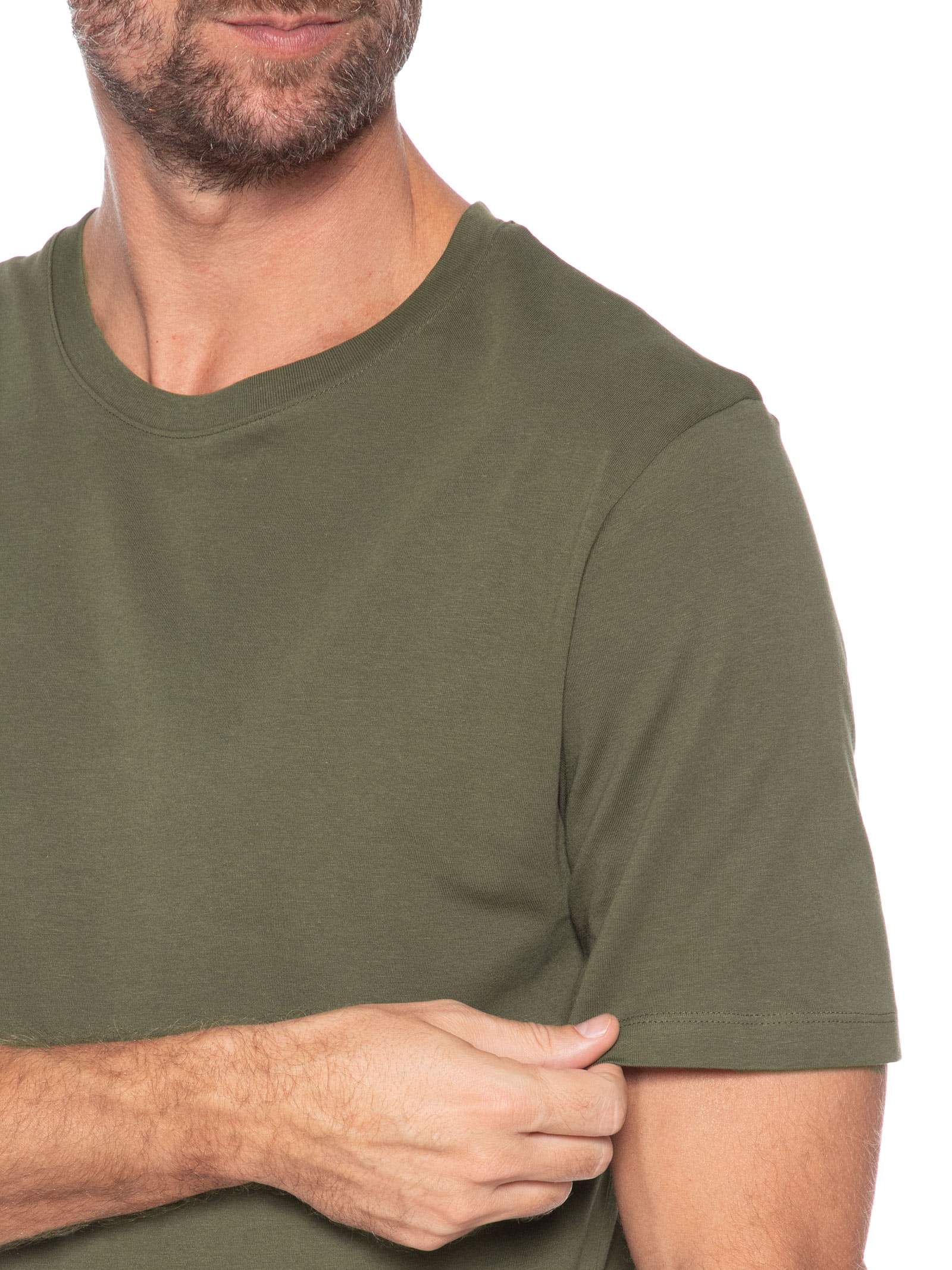 Camiseta Masculina Básica Slim Fit Algodão Orgânico Verde Jack & Jones