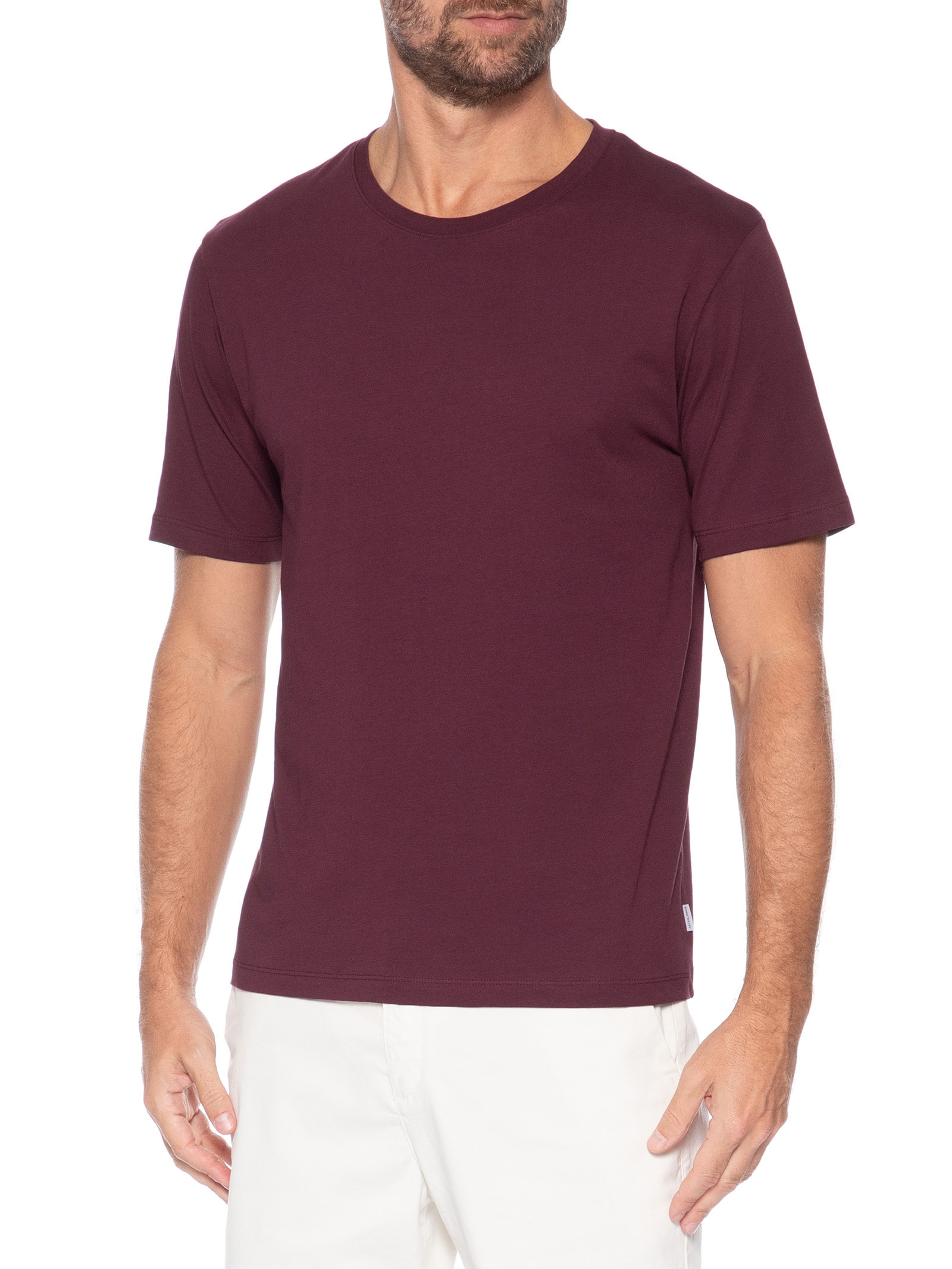 Camiseta Masculina Básica Slim Fit Algodão Orgânico Vermelho Jack & Jones
