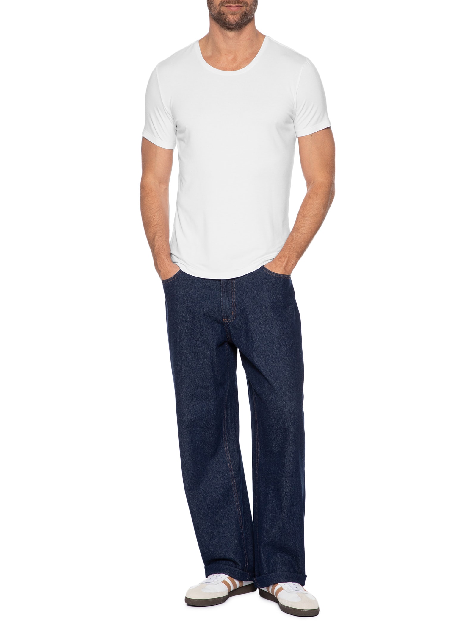 Camiseta Masculina Básica Slim Tech Branco Sergio K