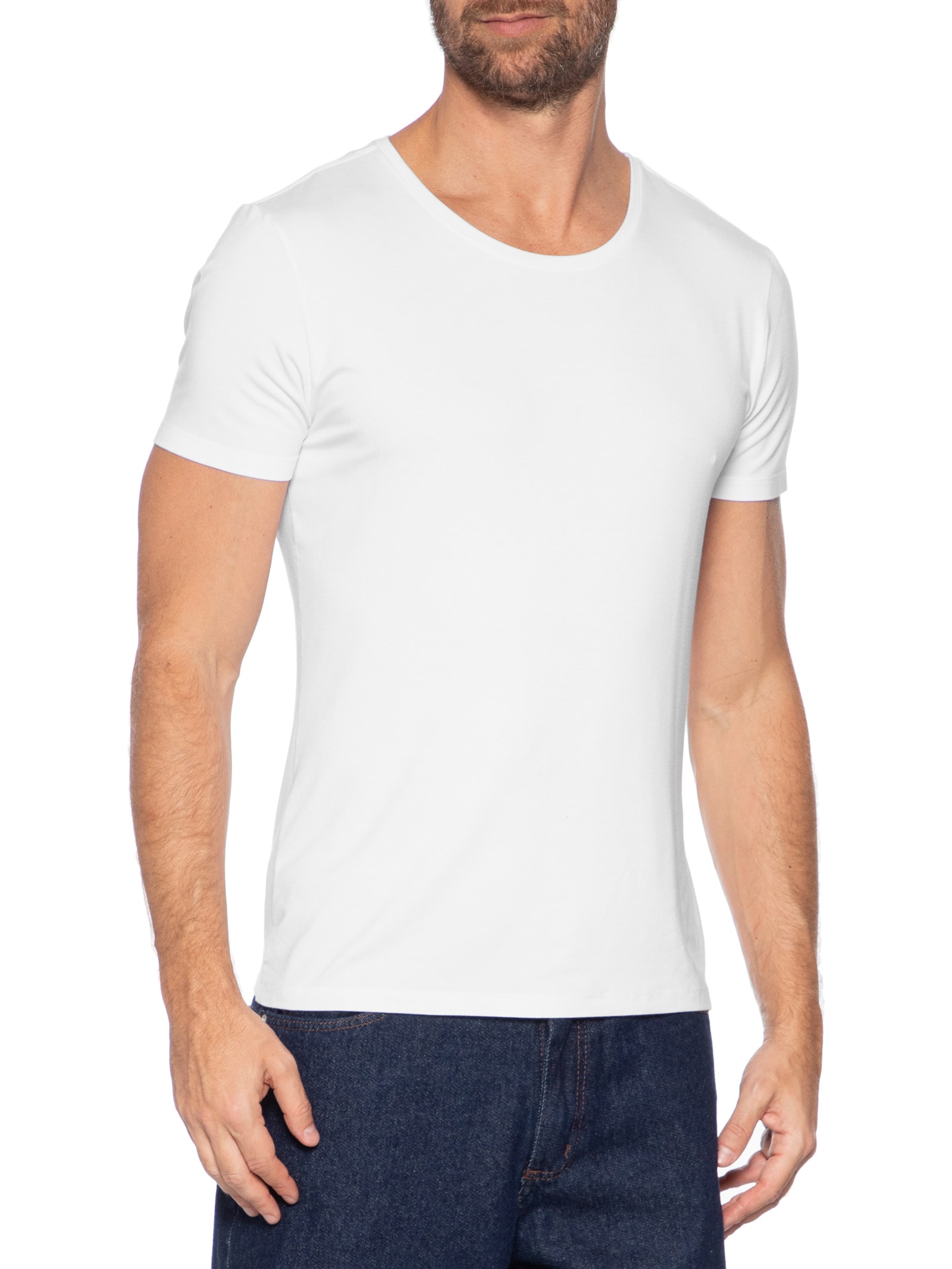 Camiseta Masculina Básica Slim Tech Branco Sergio K