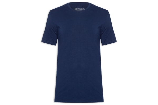 Camiseta Masculina Básica Slim Tech Gola Careca - Azul