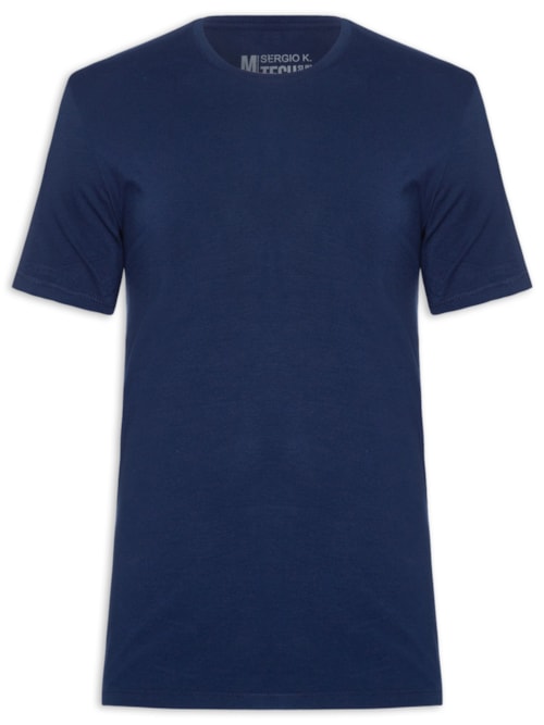 Camiseta Masculina Básica Slim Tech Gola Careca – Azul