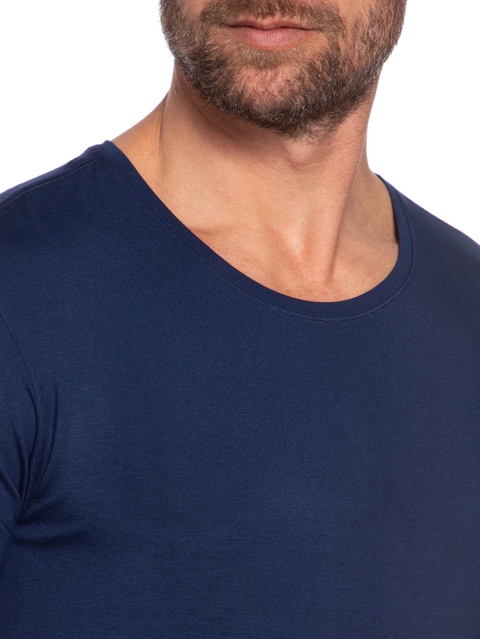 Camiseta Masculina Básica Slim Tech Gola Careca Azul Sergio K