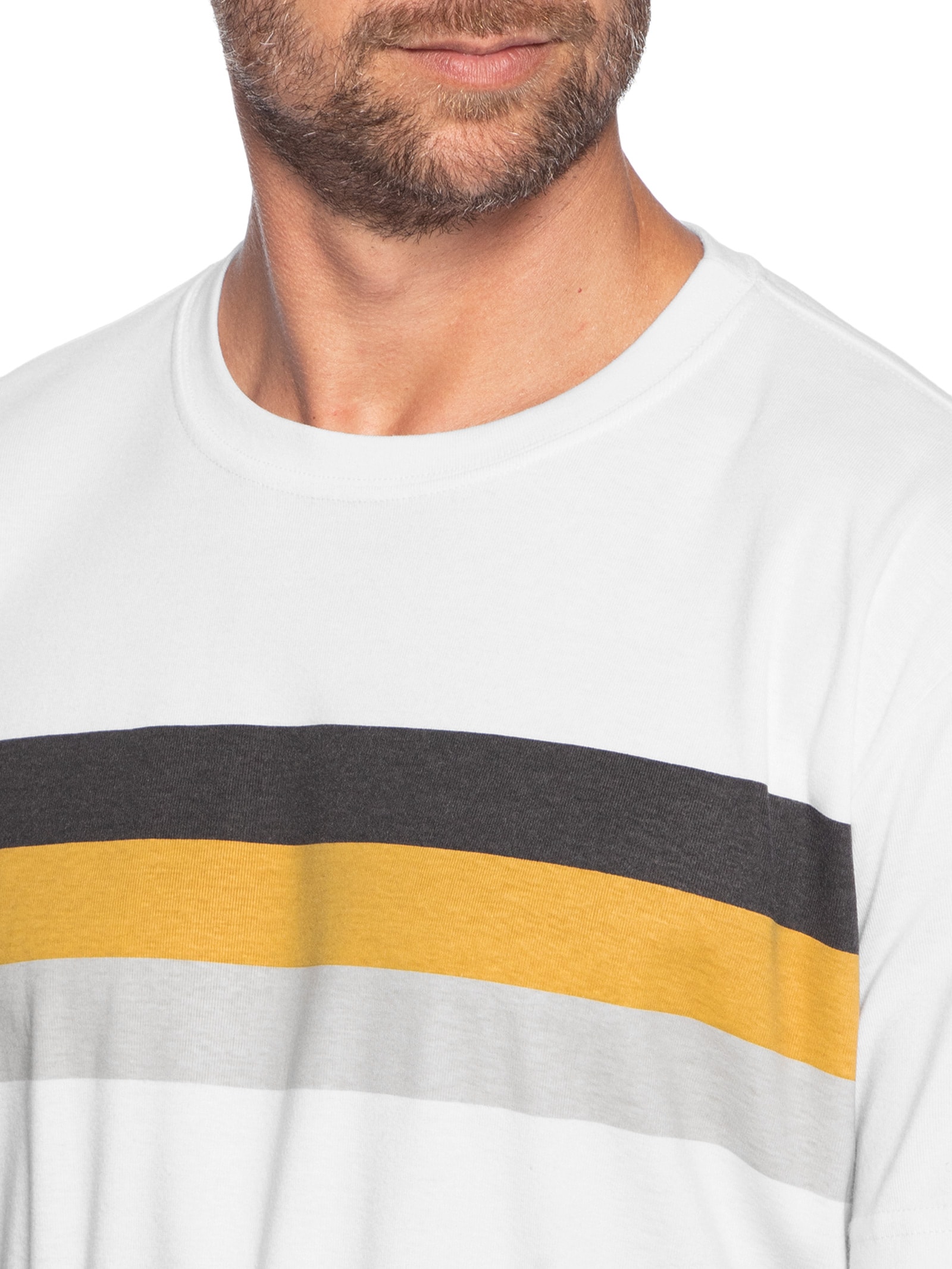 Camiseta Masculina Big Shirt Listrado Branco Osklen