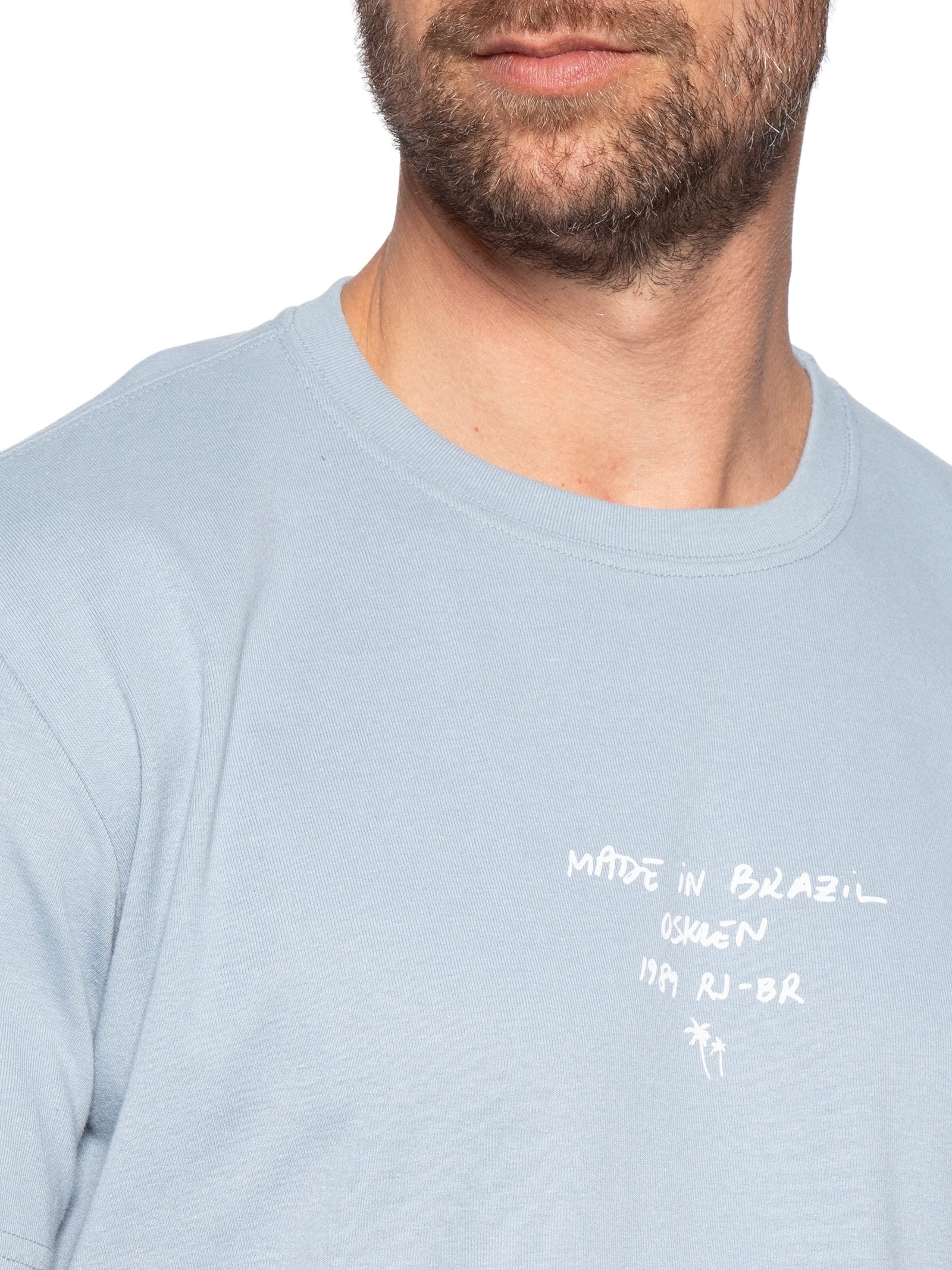 Camiseta Masculina Big Shirt Made In Brazil Manga Curta Azul Osklen