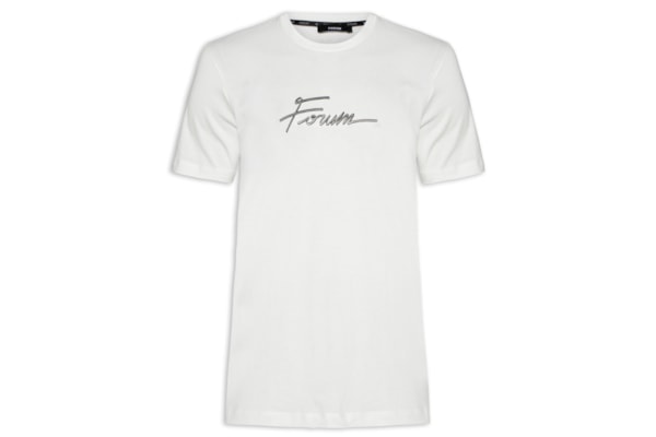 Camiseta Masculina Bordada - Off White