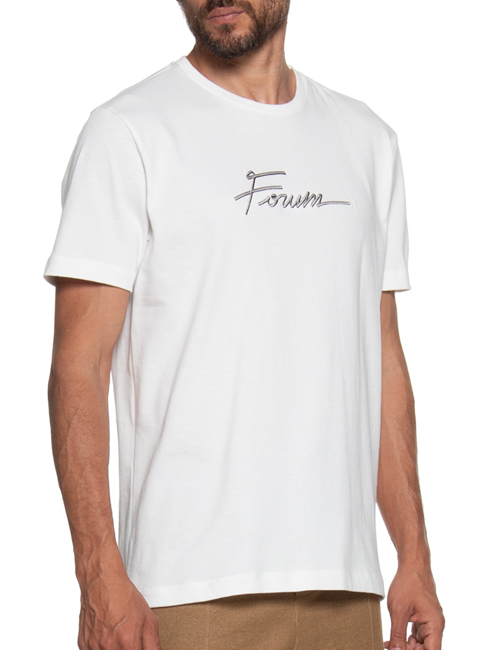 Camiseta Masculina Bordada Off White Forum