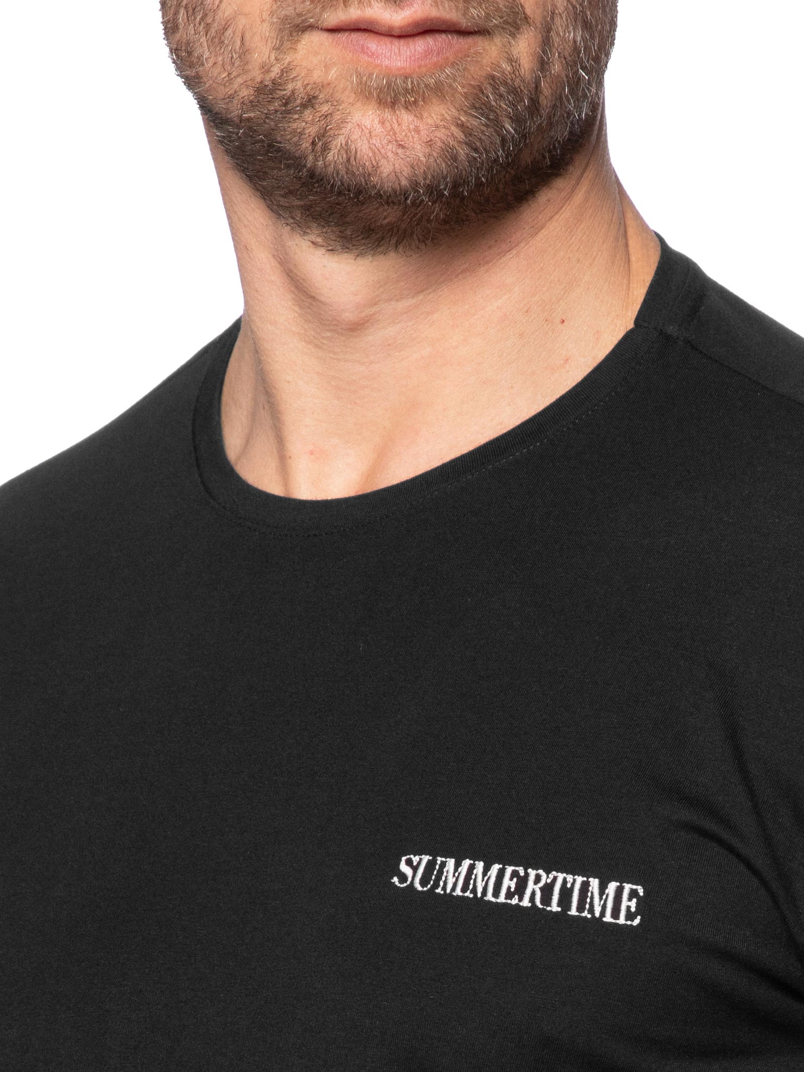 Camiseta Masculina Bordada Summertime Preto Sergio K