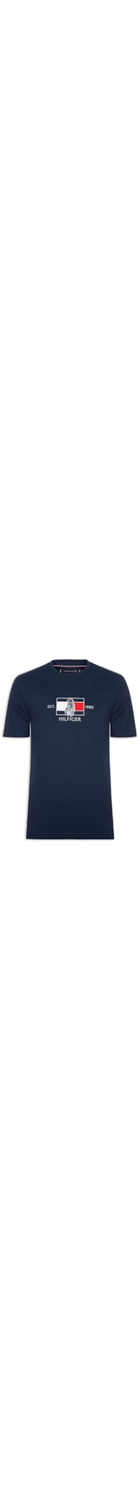 Camiseta Masculina Bordado Flag Sailing Regular Fit Em Algodão - Azul