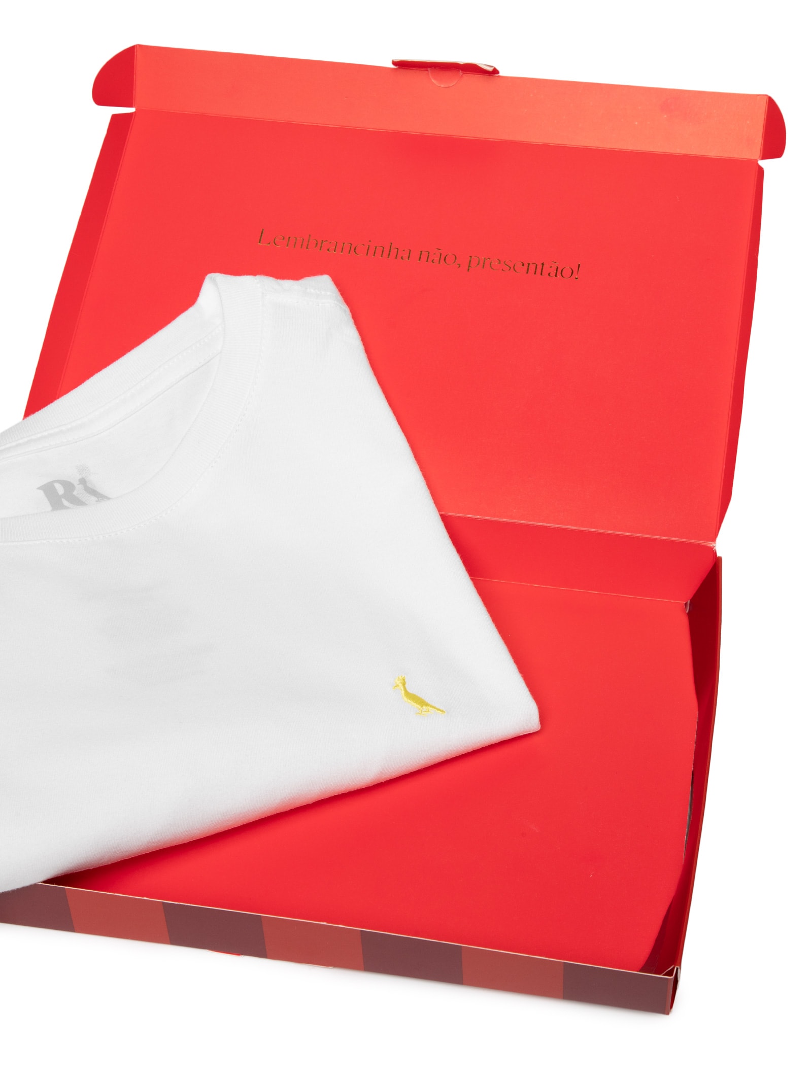 Camiseta Masculina Bordado Pica Pau Com Caixa Presenteável Branco Reserva